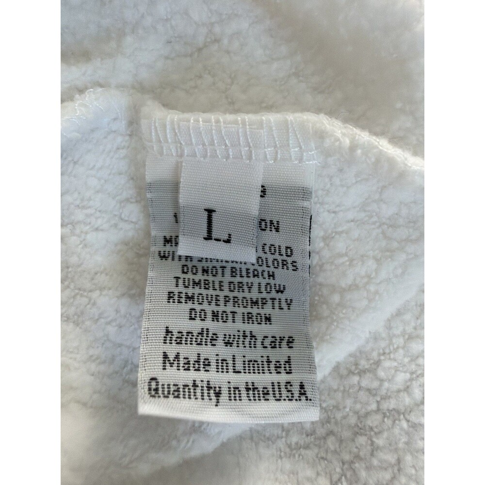 Lauren Moshi Women White Cotton Hoodie Skull Peace Love Graphic Zip Size Large - Picture 5 of 10